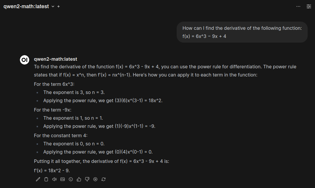 A screenshot of the new model being used to help solve a math equation