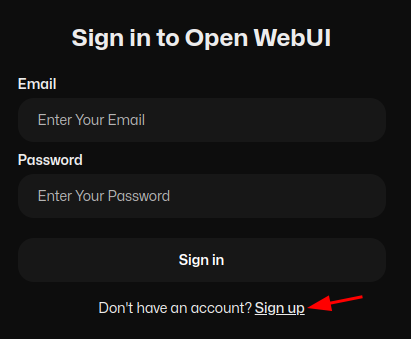 Open WebUI Sign Up screen