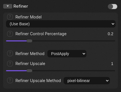 Default refiner settings